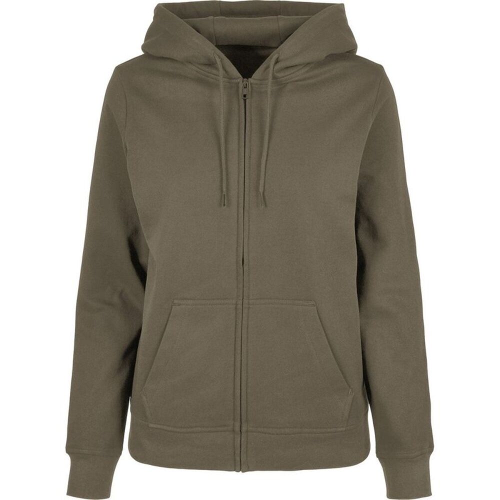 Build Your Brand Womens/Ladies Basic Full Zip Hoodie / Olive